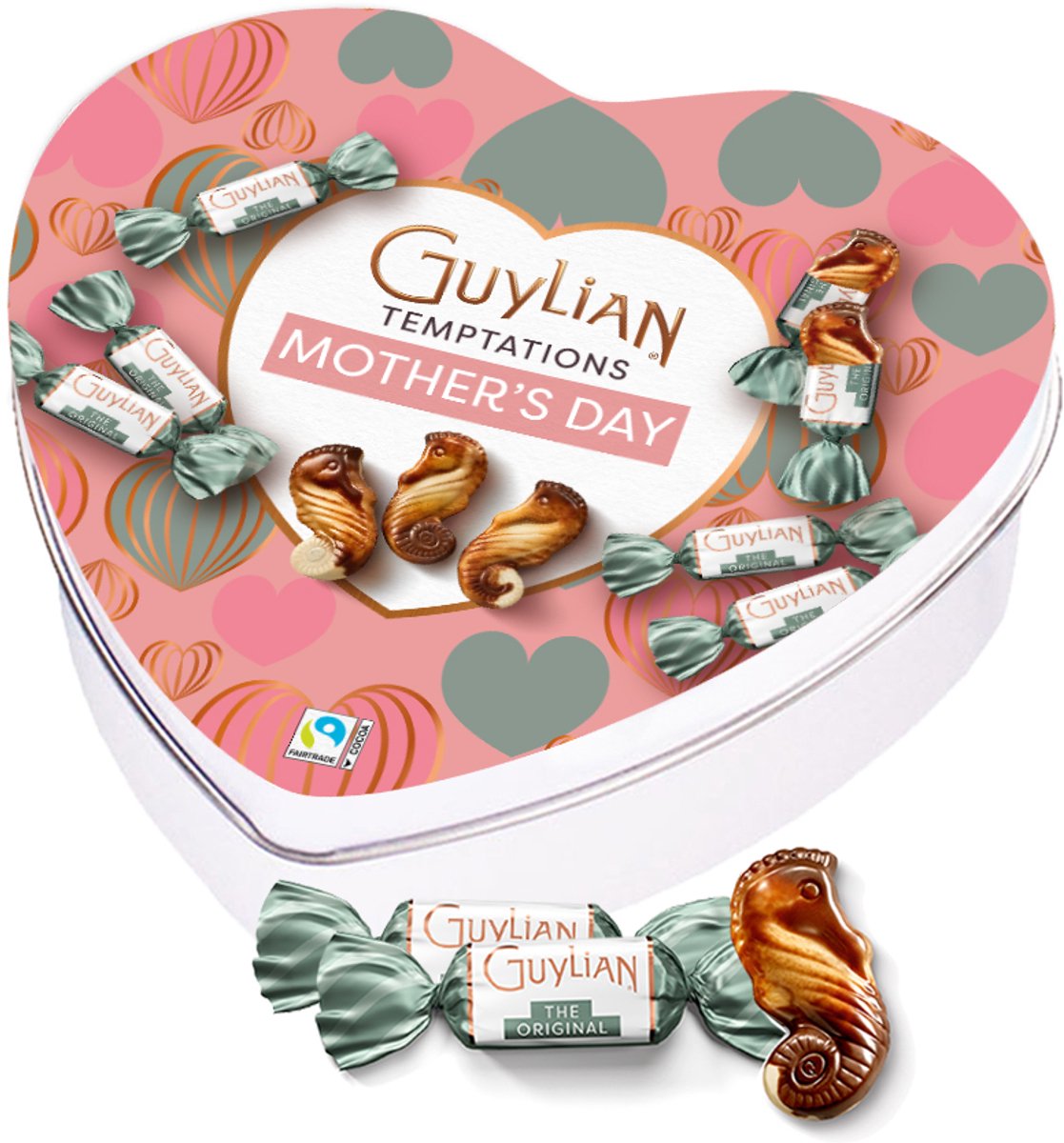 Guylian chocolade geschenkdoos hartje "Mother's Day" - Temptations Original Praliné - melkchocolade met praliné - Moederdag cadeau - chocoladecadeau - 104.50g