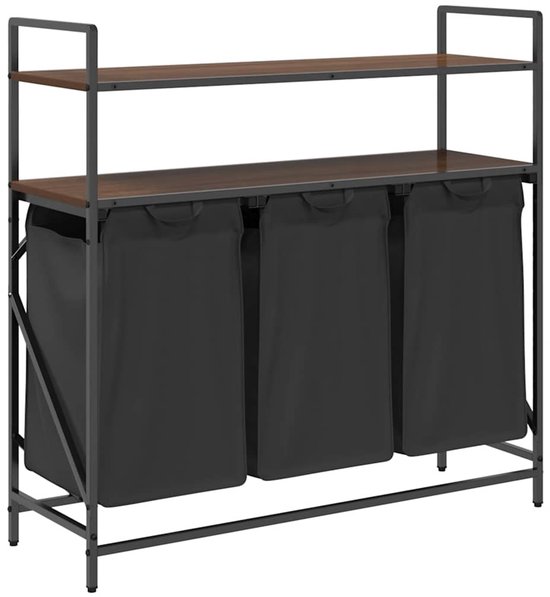 vidaXL - Wasmand - 3 - vakken - met - planken - bruin - eikenkleurig