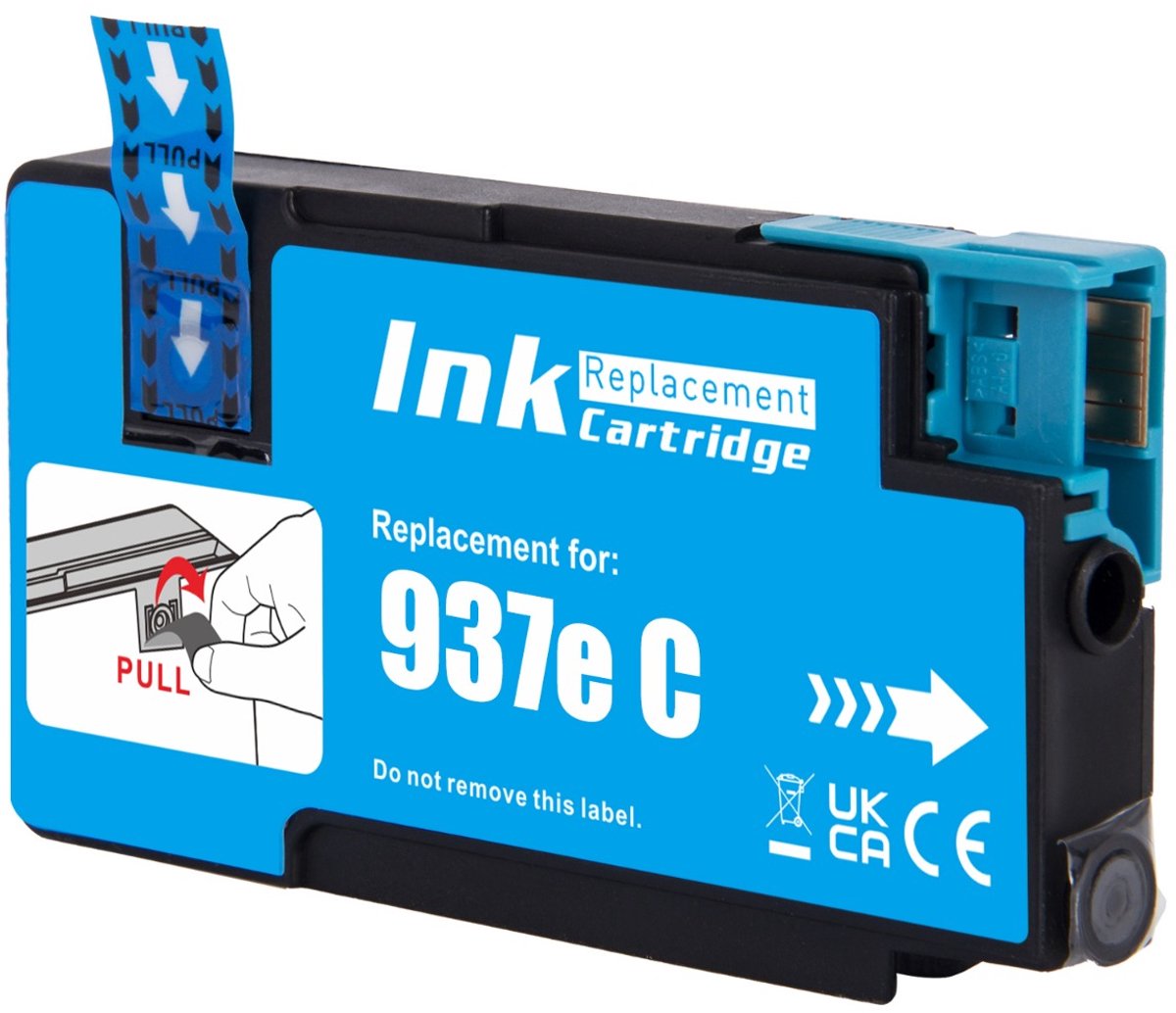 inktcartridge geschikt voor HP 937e XL | 1x Cyaan geschikt voor HP 937 EvoMore - 937e - HP OfficeJet Rro 9110b - 9130b - 9120b - 9117b