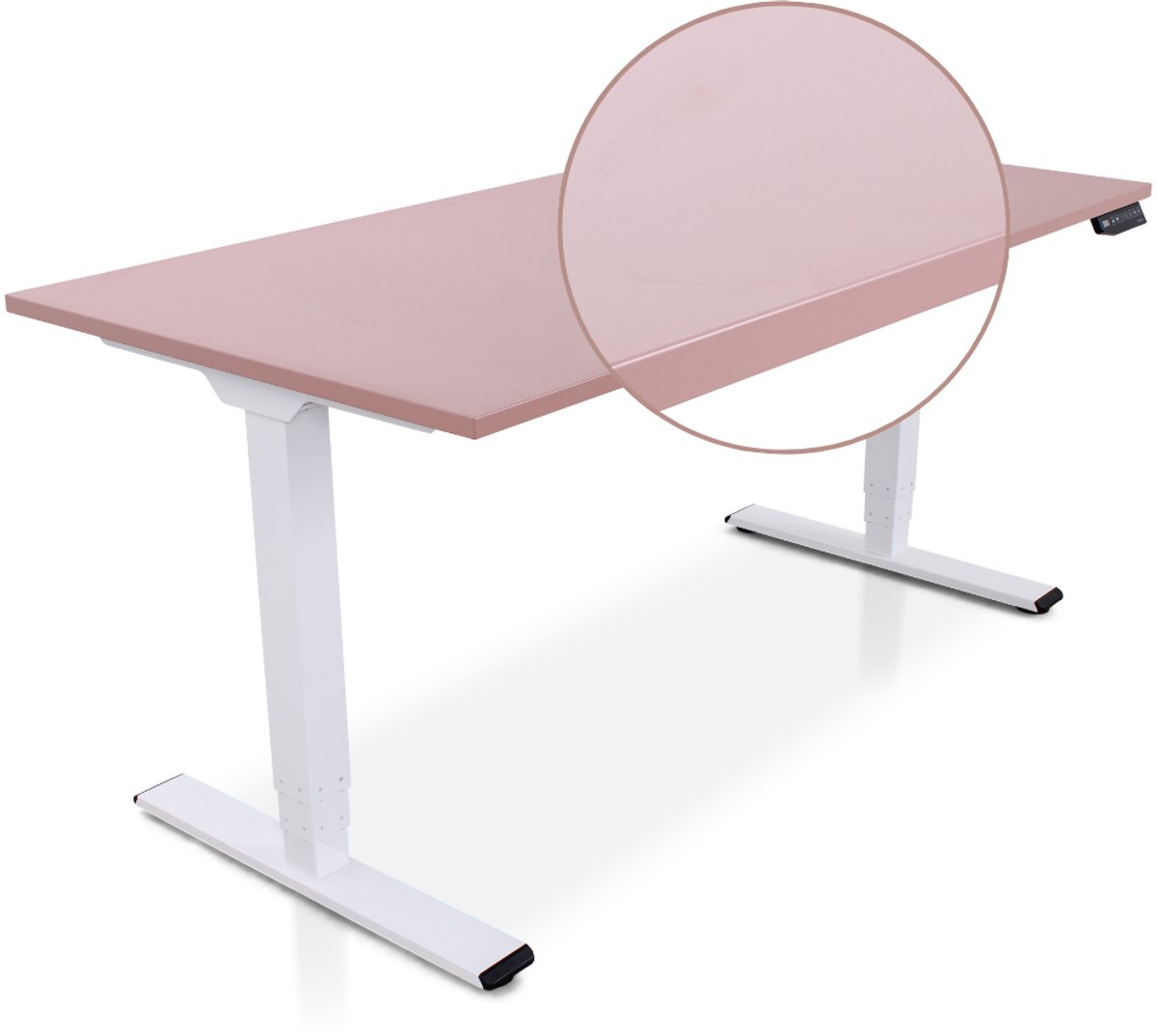 Multi Ratio Lineaflex MRC COMFORT Zit-Sta Bureau – Elektrisch Verstelbaar – 160x80 cm – Blad Dusty Rose – Wit Frame – ARBO Norm NEN-EN 527 – Met memorybediening – 100 KG Draagvermogen – 130 cm Hoog