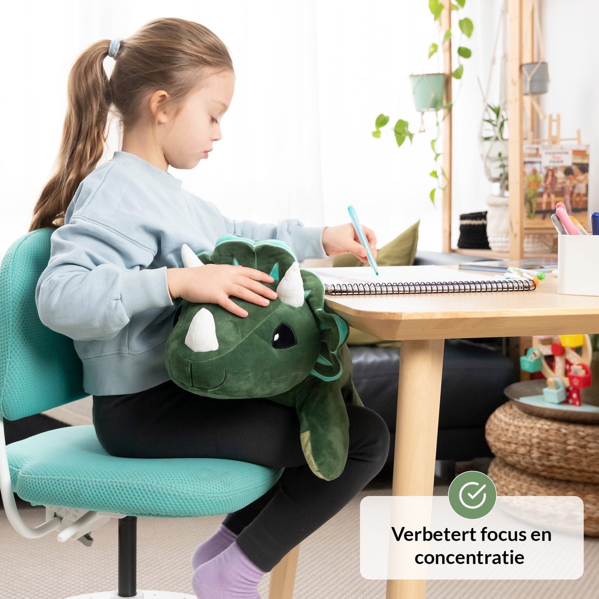 Verzwaringsknuffel Dino 2,3 KG - Weighted Stuffed Animal - Dinosaurus Verzwaringsknuffel Volwassenen -Verzwarings Knuffel - Antistress Knuffel - Verzwaringsknuffel Kind Therapeutisch Speelgoed, Machinewasbaar - Ideaal voor Stressverlichting en Focus — afbeelding 4
