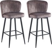 Bol.com Colenis® - Barry Barkruk - Barstoel - Set Van 2 - Bruin - Velvet - Fluweel - Design - Industrieel - Barkrukken aanbieding