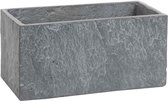Mica Decorations slate bloempot rechthoek cement lichtgrijs maat in cm: 28 x 14 x 14 - GRIJS