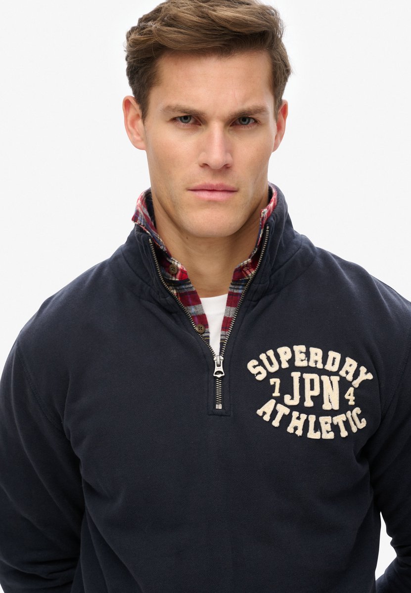 Superdry Vintage Athletic sweatshirt met halve ritssluiting Heren Truien Marineblauw