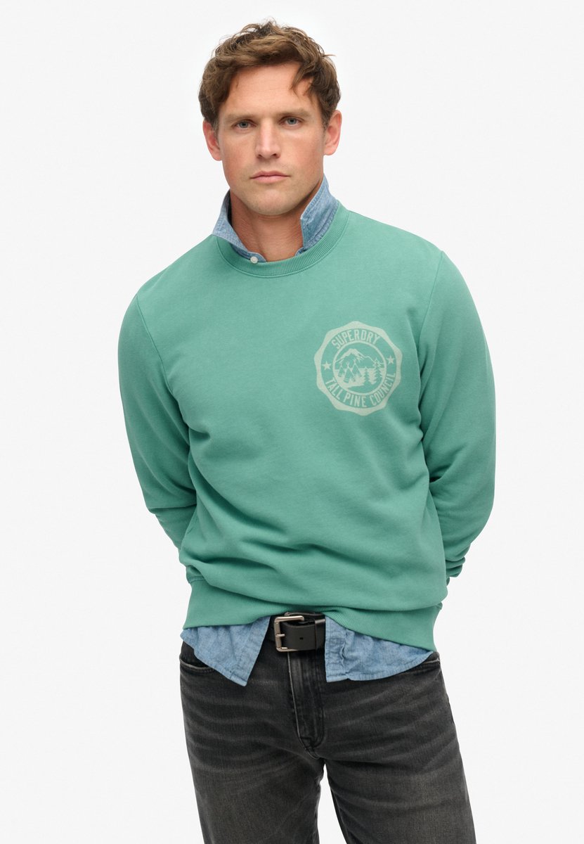 Superdry Lo-Fi Outdoor Mono Relaxed sweatshirt met ronde hals Heren Truien Groen