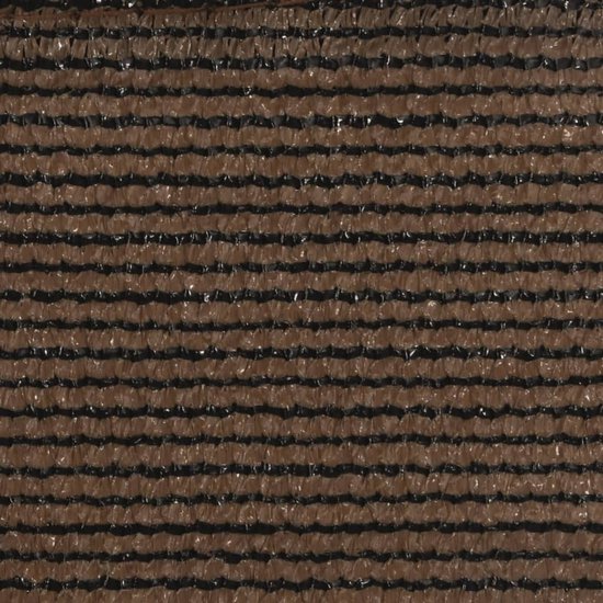 Bruin schaduwdoek met zichtbare horizontale en verticale strepen.