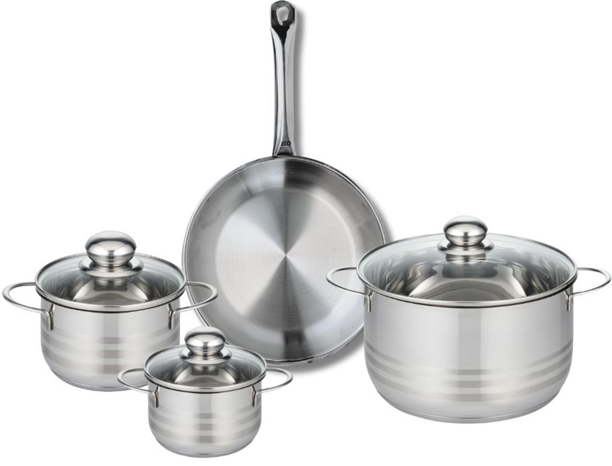 Set van 1 Koekenpan 24 cm en 3 kookpotten 12, 14 en 20 cm Elo Profi Brillant
