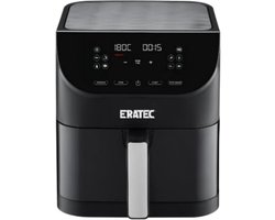 Eratec - AF-60 Heteluchtfriteuse, XXL, 5,5 l, 1500 W, zonder olie, heteluchtfriteuse met led-touchscreen-display, 10 vooraf ingestelde programma's en timerfunctie, zwart
