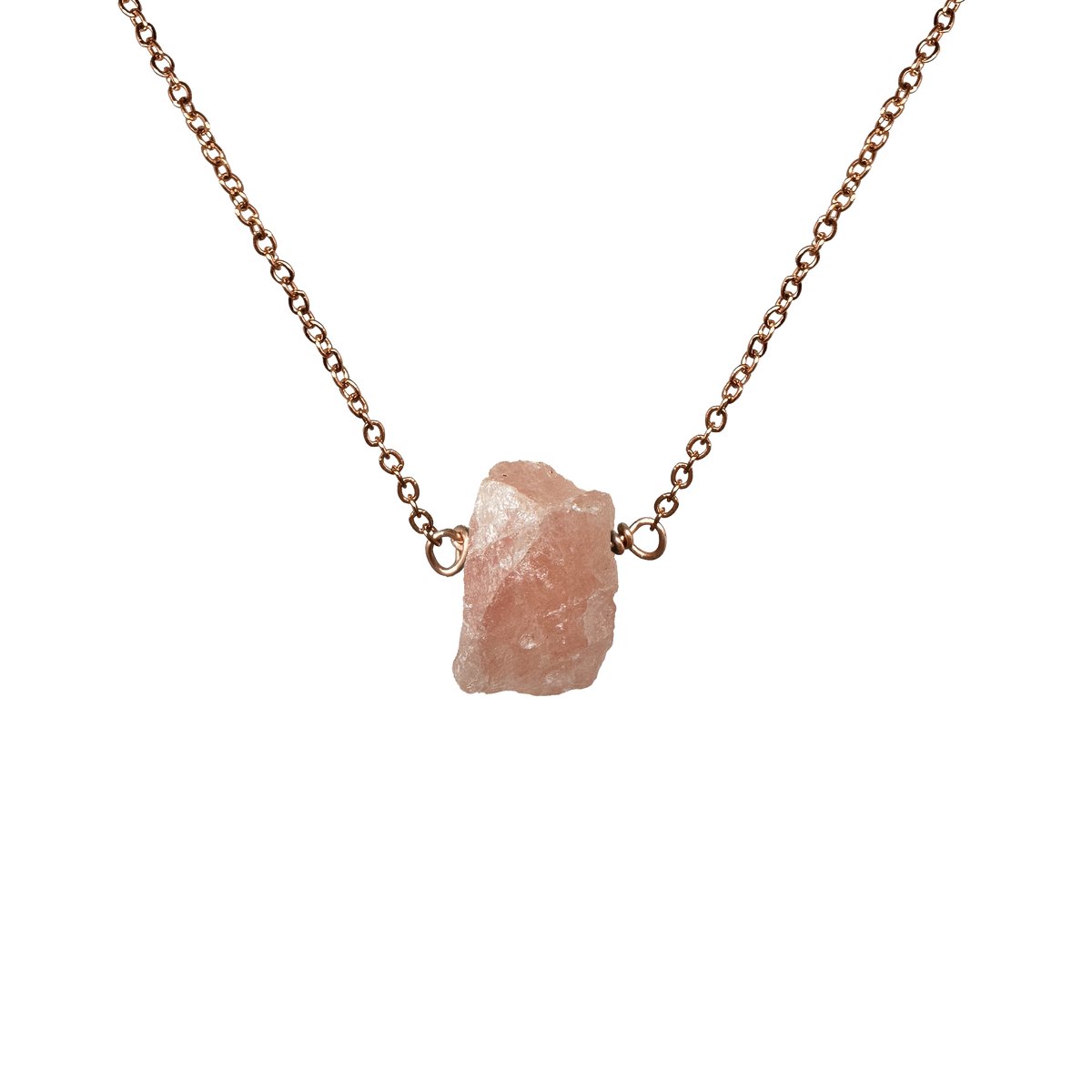 Rozenkwarts edelsteen ketting dames - Sieraden - Roestvrij staal ketting - Rose goudkleurige ketting - 45cm + 5cm - Perfecte cadeau voor je dierbaar