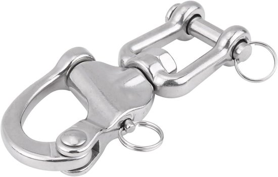 Ganzoo boutkarabijnhaak met draaikop en kliksysteem, set 4 stuks, 65 mm karabijn, oog 11 mm, gemaakt van gelegeerd staal en zinklegering, goudkleur, voor Paracord 550 hondenlijn en hondenhalsband