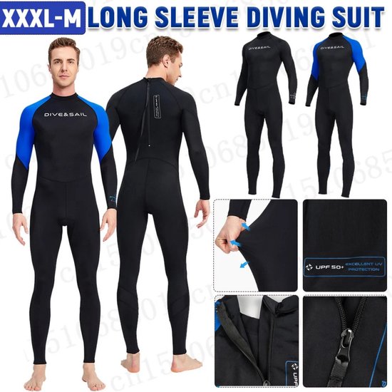 Livano Wetsuit Heren - Swimsuit - Shorty - Surfpak - Duikpak - Lange Mouw - Zwemsuit - Zwart - XXL