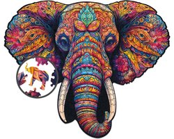 Milliwood - PH622 Houten Puzzel XXL Majestueus Olifant | 3D Puzzels bouwpakket | Hobby Speelgoed voor kinderen & volwassenen | Wanddecoratie Woonkamer | 400 stukjes Ø45cm