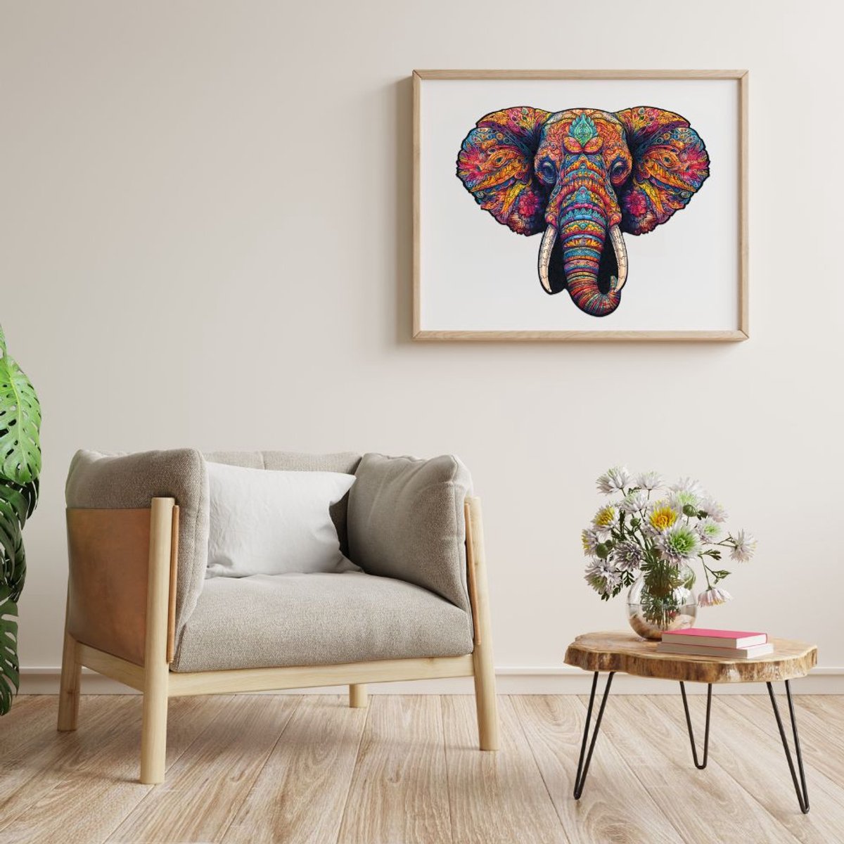 Milliwood - PH622 Houten Puzzel XXL Majestueus Olifant | 3D Puzzels bouwpakket | Hobby Speelgoed voor kinderen & volwassenen | Wanddecoratie Woonkamer | 400 stukjes Ø45cm — cadeau in Spellen & Speelgoed - foto 7