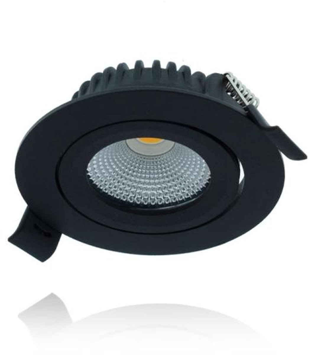 LED inbouwspot - 5W zwart - 1 stuk - dimbaar 3000K warm wit IP44 waterbestendig