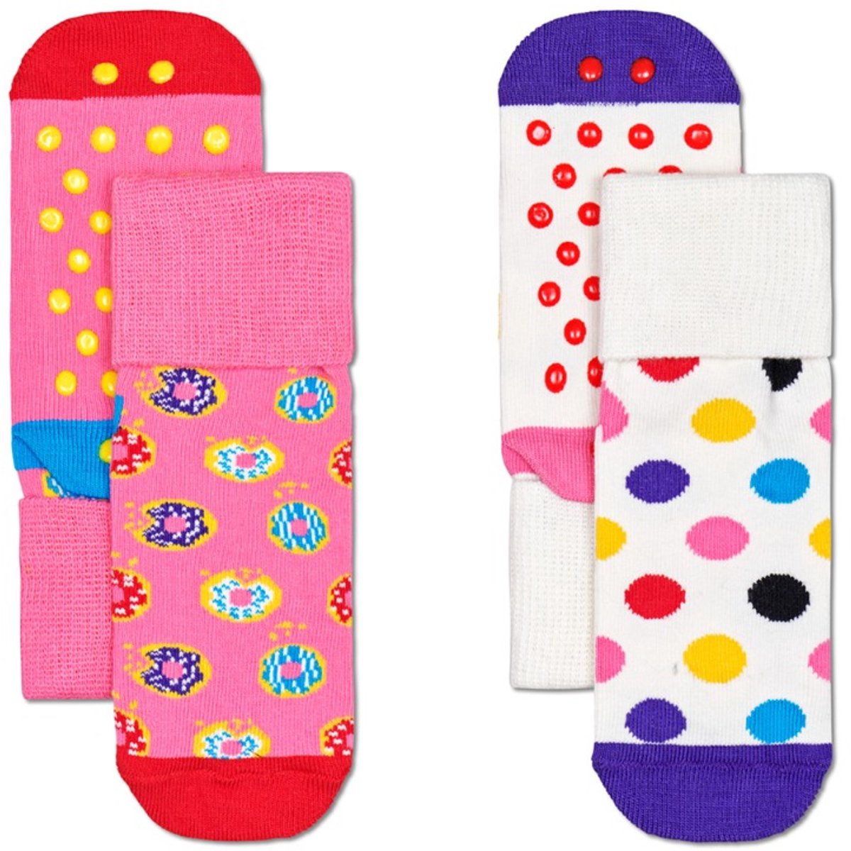 Happy Socks kids anti-slip 2P donut multi