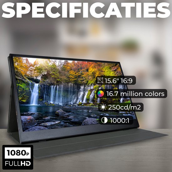 Denver Portable Monitor 15.6 inch - Full HD IPS - Gaming - PMO15602 | bol