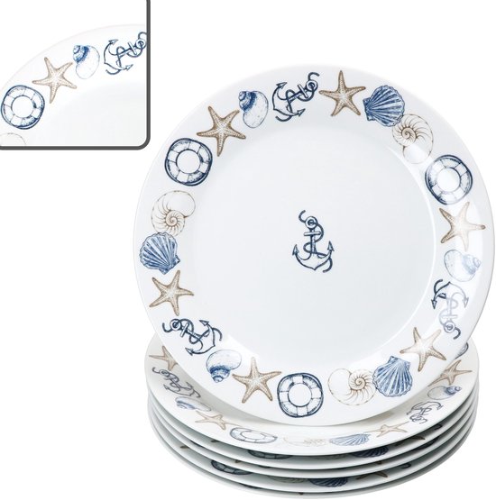 MamboCat Kerstboom, set van 6 soepborden, 450 ml, voor 6 personen, 22 cm, grote soep-kom voor Kerstmis, met dennenboom en sneeuwvlokken, pastaborden, spaghettiborden, slakom, aardewerk