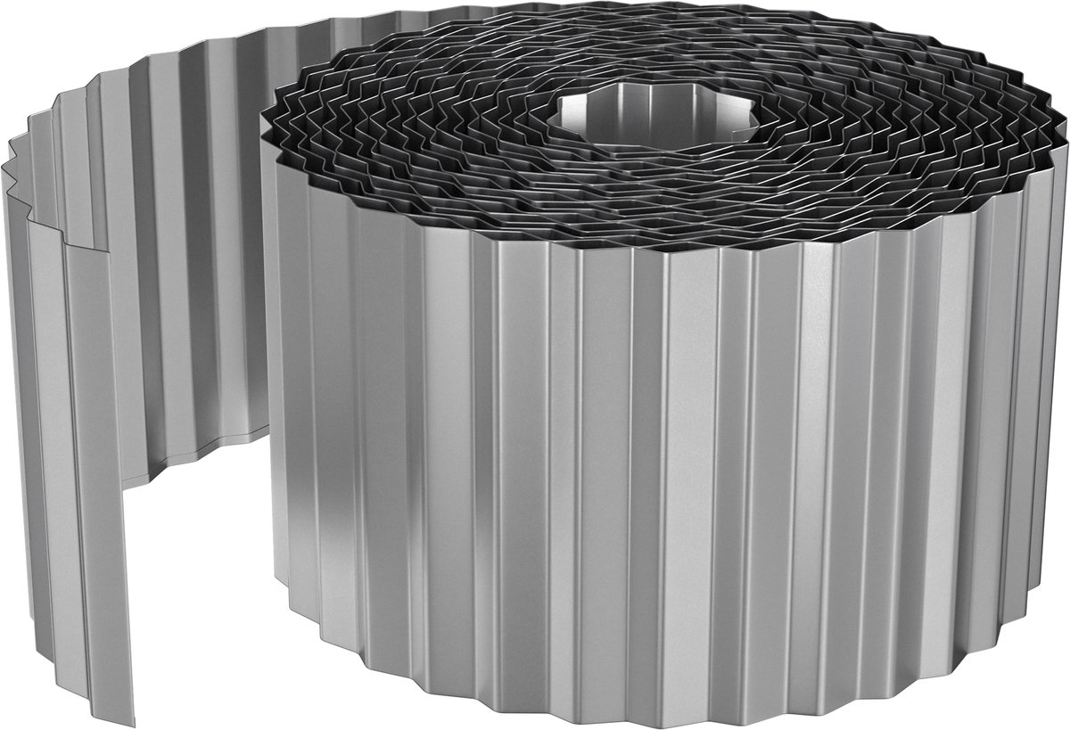 Aufun 10M Metaal Gazonrand Verzinkt Bloembedbegrenzing Borderrand, Ideaal Voor Gazonbegrenzing, Flexibele Borderrand Voor Tuinliefhebbers, 15 cm Hoog, Zilver