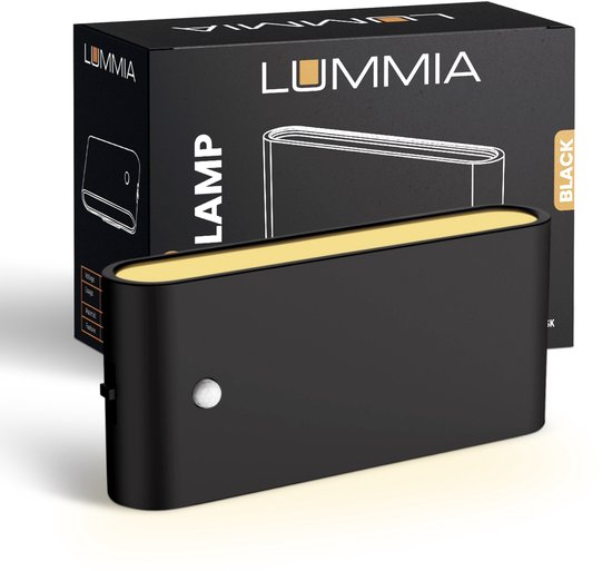 LUMMIA® Stekkerlamp - Bewegingssensor Lamp Binnen - Nachtlampje Stopcontact - Stekkerspot - Warm Licht - ABS-Kunststof - 11.2 x 5.2 CM - Zwart