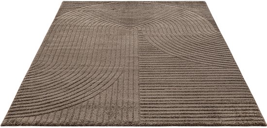the carpet Everest - modern kortpolig vloerkleed met Panglao-design, hoog-laag 3D-effect, hoge pooldichtheid, zacht en comfortabel – voor woonkamer of slaapkamer, bruin, 80x 150 cm