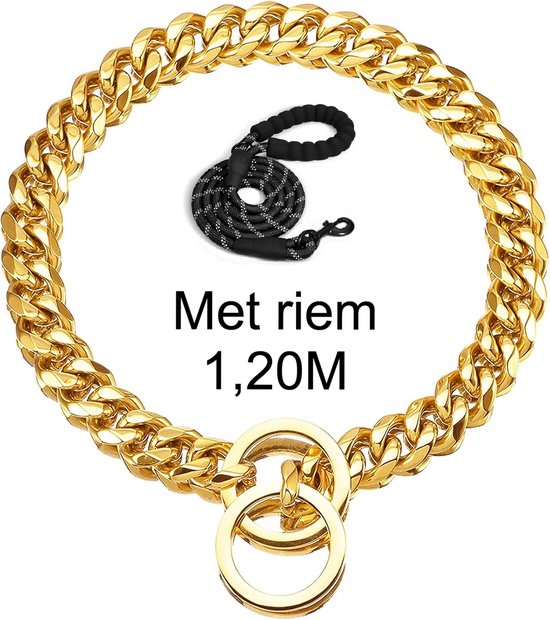 Kettingwurger voor honden met hoofdomtrek 50-55 cm, van roestvrij staal