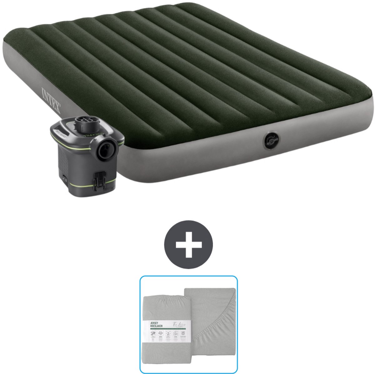 Intex Luchtbed - 2-Persoons - 152 x 203 x 25 cm - Groen - Inclusief pomp en Hoeslaken