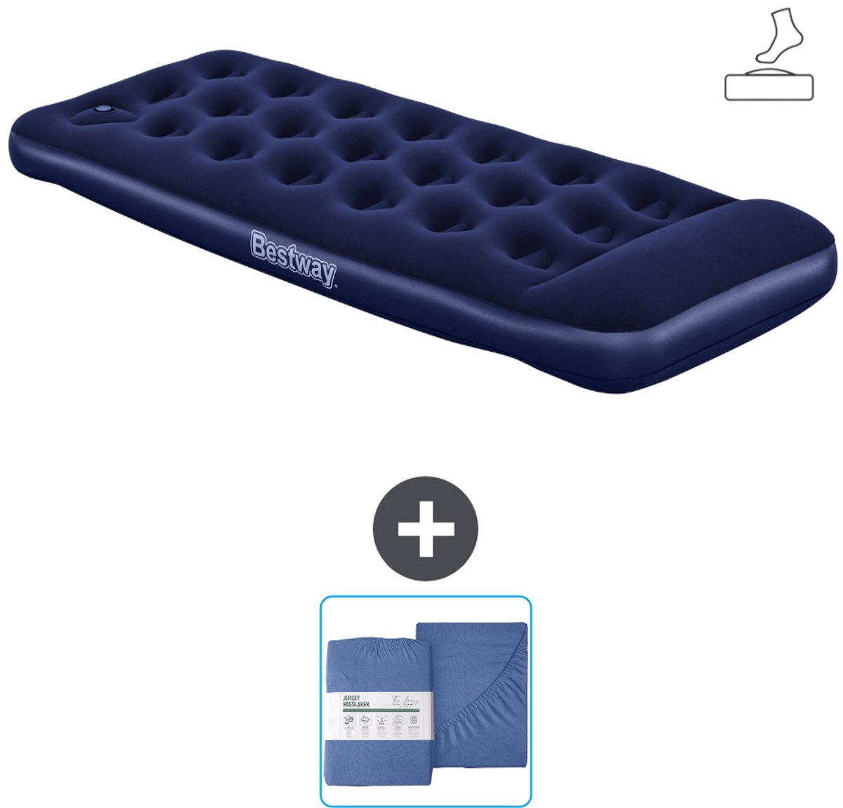 Bestway luchtbed - 1-Persoons - 76 x 185 x 28 cm - Blauw - Inclusief pomp en Hoeslaken