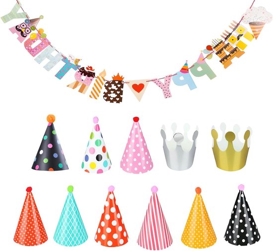 Feesthoedjes met pompons Circus Party (6st