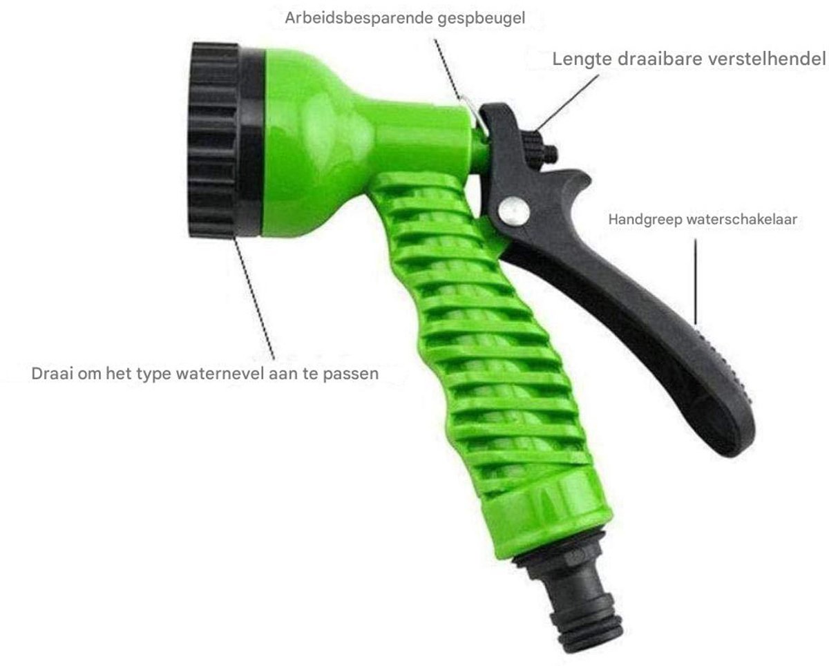Flexibele tuinslang met sproeikop - Slang voor spuitpistool met draaiknop - Multifunctionele telescopische waterslang voor huishoudelijk wassen - Slang voor autowasstraat - Hogedrukpistool - Multifunctioneel water spuitpistool - Groen - 30 meter – foto 6