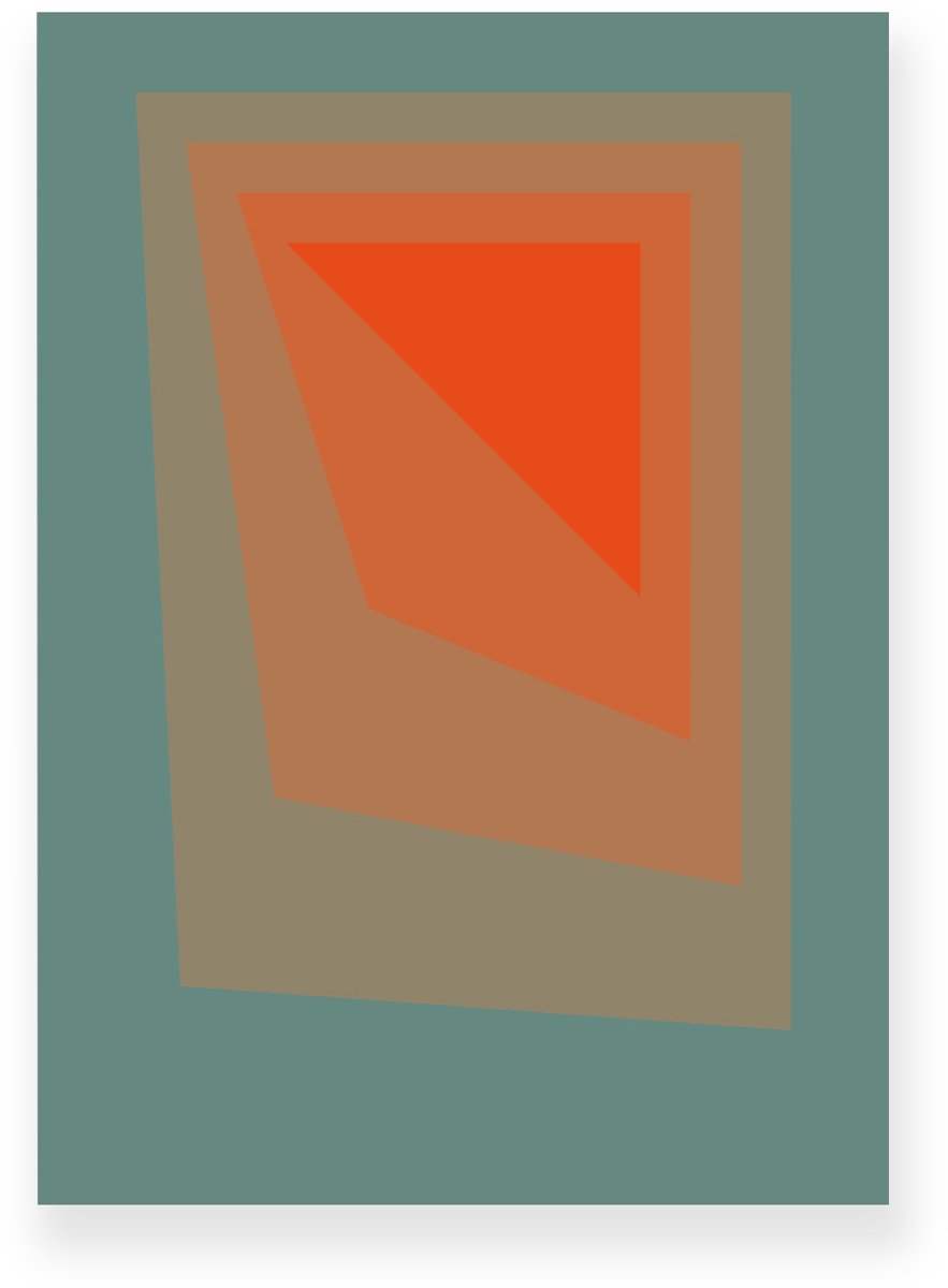 Yisual Aluminium plaat 30x40 cm - Poster - Abstracte Kleurovergang - Verschuivende Rechthoeken - Oranje - Groen - Vintage - Op-Art - Muurdecoratie - Wanddecoratie