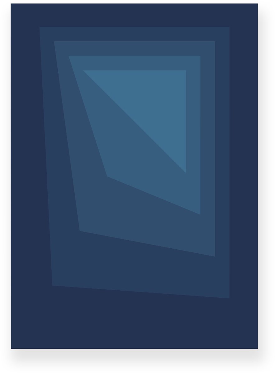 Yisual Aluminium plaat 30x40 cm - Poster - Abstracte Kleurovergang - Verschuivende Rechthoeken - Blauw - Donkerblauw - Vintage - Op-Art - Muurdecoratie - Wanddecoratie