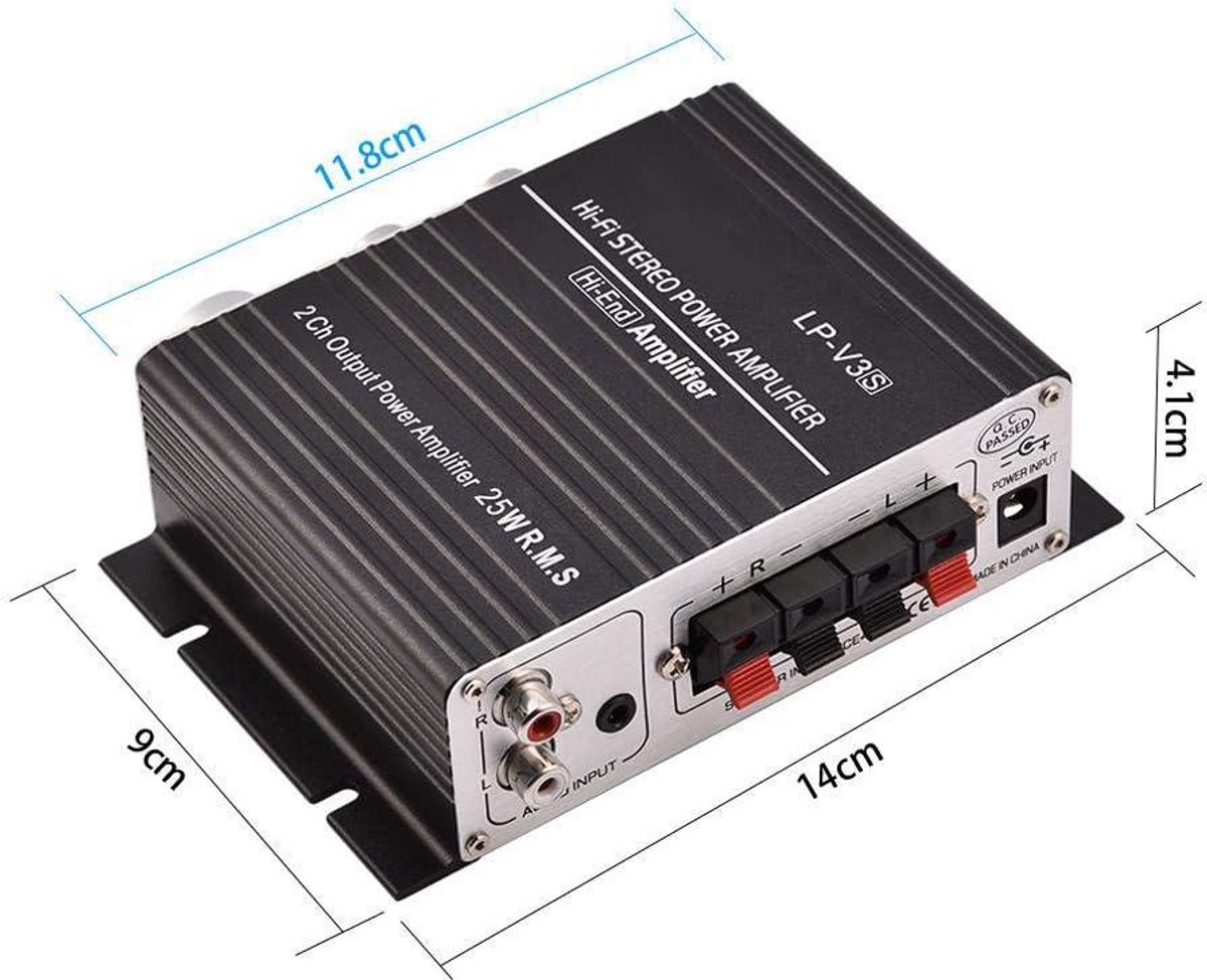 Mini HiFi-stereo 2-kanaals Auto Eindversterker thumbnail 6
