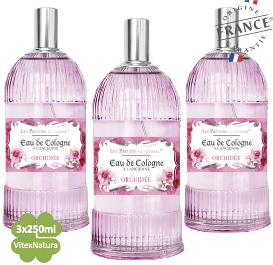 Orchidee Eau de Cologne 3 x 250 ML | merk A L'Ancienne | unisex | multifunctioneel als parfum, roomspray en fris linnengoed | Franse Parfum de Grasse