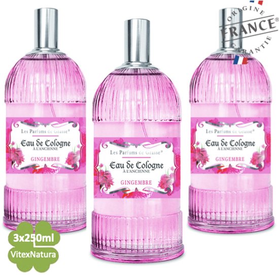 Gingembre Eau de Cologne 3 x 250 ML | merk A L'Ancienne | unisex | multifunctioneel als parfum, roomspray en fris linnengoed | Franse Parfum de Grasse