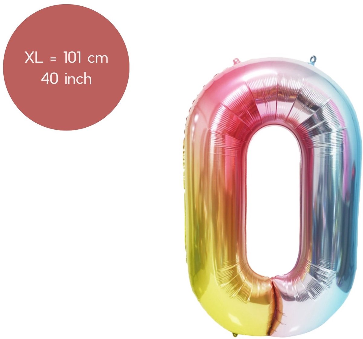 Fienosa Regenboog kleuren Cijfer 0 Ballon 101 CM - Nummer en getal - Leeftijd 0 - XL Groot - Helium Ballon- Verjaardag Ballon - Verjaardag versiering - Verjaardag Decoratie - Leeftijd verjaardag - Verjaardagsballon - Verjaardag