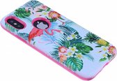 iPhone X / Xs 3D Tropische Flamingo Design Back Cover Hoesje