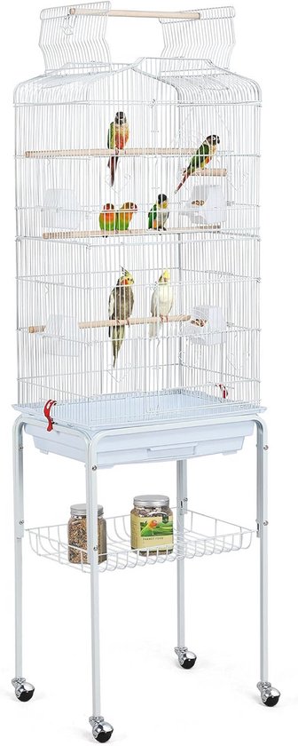 SHISHI Volière Vogelkooien, Binnen- of Buiten-Volière voor Parkiet Valkparkiet Conure Vink Kanaries, Draagbare Vogelkooi met Voerbakken (40×40×58 cm Zwart SHISHI Volière Vogelkooien, Binnen- of Buiten-Volière voor Parkiet Valkparkiet Conure Vink Kanaries, Draagbare Vogelkooi met Voerbakken (40×40×58 cm Zwart