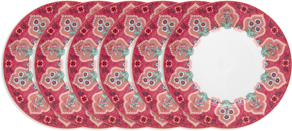 Pip Studio Flower Festival Borden - Ontbijtborden - Bordenset - Servies set van 6 - 21cm