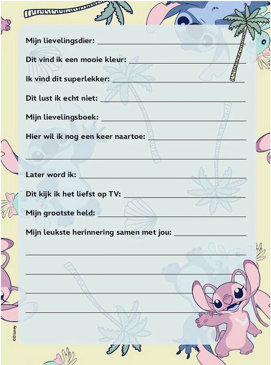 Disney Lilo & Stitch – Vriendenboek – 80 Pagina’s – Hardcover – Invulboekje voor Kinderen