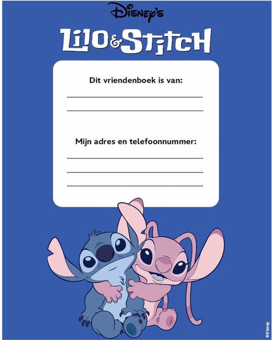 Disney Lilo & Stitch – Vriendenboek – 80 Pagina’s – Hardcover – Invulboekje voor Kinderen