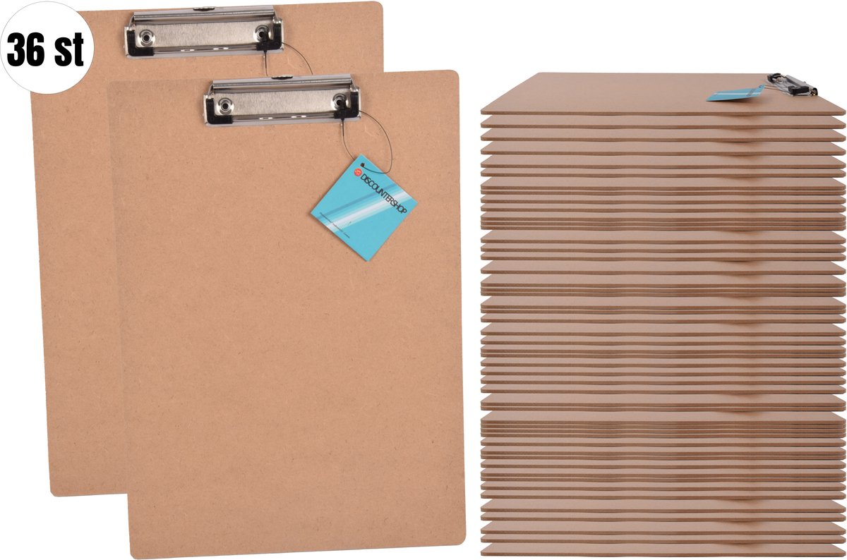 Klemborden A4 set van 36 Stuks Houten Klemborden A4 - Met Ophanghaakje - Essentieel Bureauaccessoires en voor Kantoor & School - Beige Hout - 31.5x22.5cm