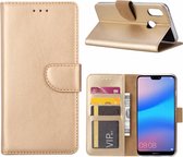 Ntech Hoesje Geschikt voor Huawei P Smart (2019) Portemonnee / Booktype hoesje / met opbergvakjes Goud
