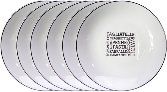 Haute Cuisine Pastabord - Ø 21 x H4,5 cm - Set-6 - Keramiek