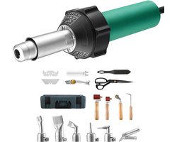 Heteluchtlasapparaat voor Kunststof, 1600 W Branderpistool, 50–600 °C Heteluchtpistool met 11 Accessoires – Gereedschapskist, Mondstuk, Rol, Messen voor Pp/Pe/PVC