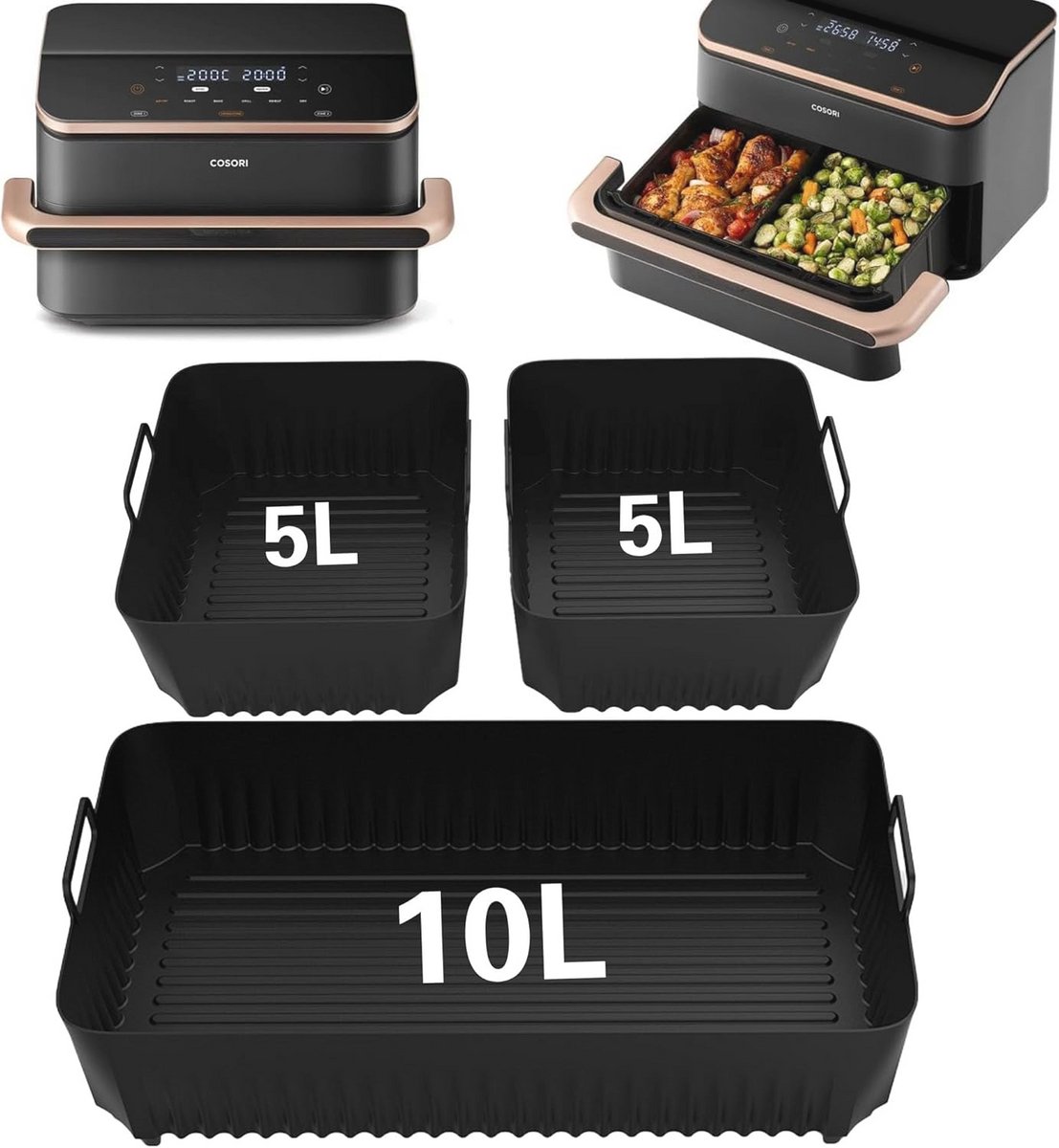 Siliconen Bakvormen voor Air Fryer 10L - 3 Stuks Bakaccessoires