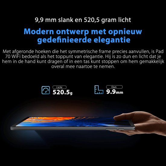 Tablette Oscal Pad 70 WiFi 10.1" HD+ IPS - Android 14 - 2.4G+5G WiFi 6, - RAM 12 GB - ROM 128 GB - 8MP+13MP - 6580mAh - Avec Clavier - Grijs