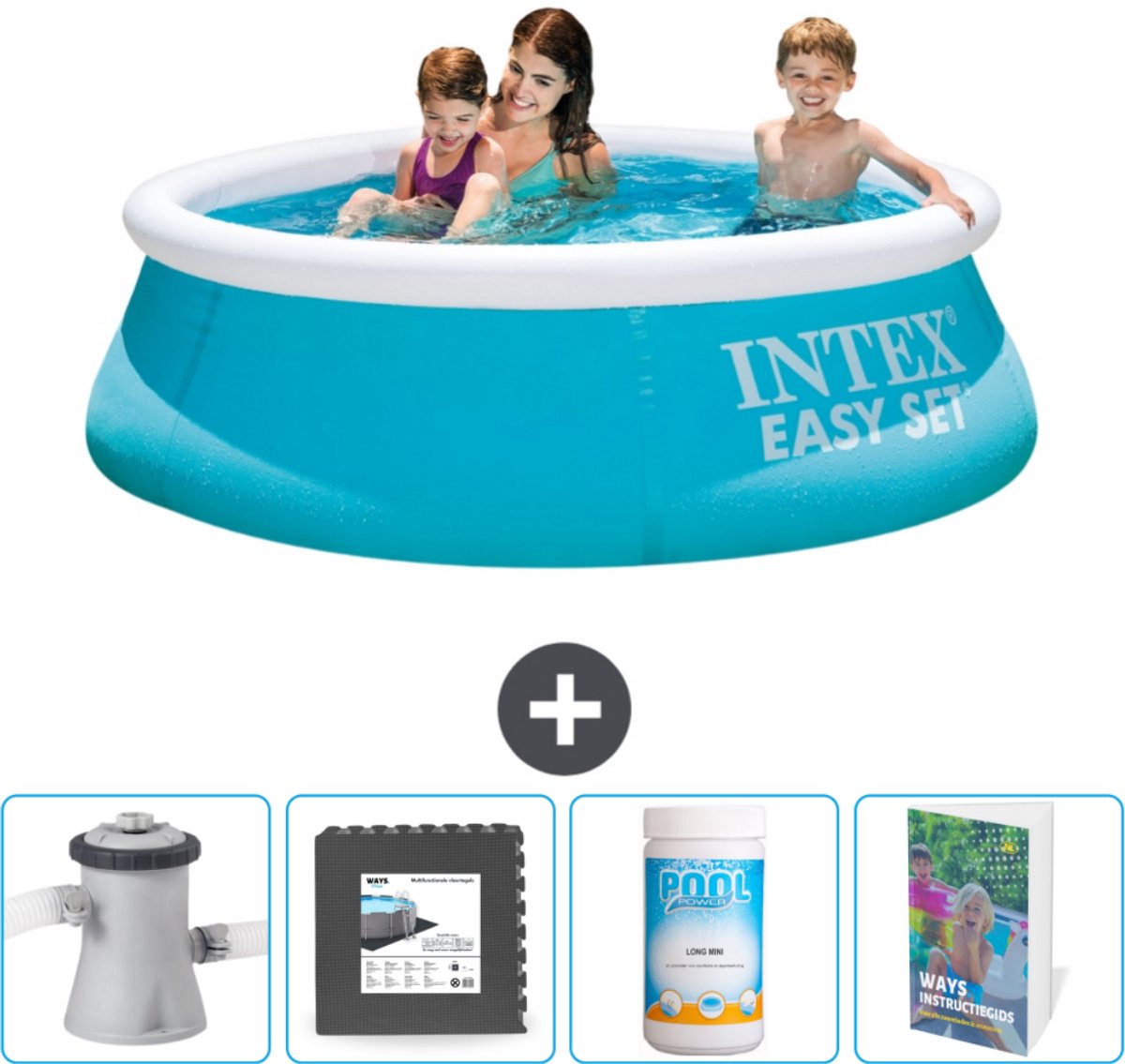 Intex Rond Opblaasbaar Easy Set Zwembad – 183 x 51 cm – Blauw – Inclusief Zwembadfilterpomp – Vloertegels – Chloor – Zwembadgids Intex Rond Opblaasbaar Easy Set Zwembad – 183 x 51 cm – Blauw – Inclusief Zwembadfilterpomp – Vloertegels – Chloor – Zwembadgids
