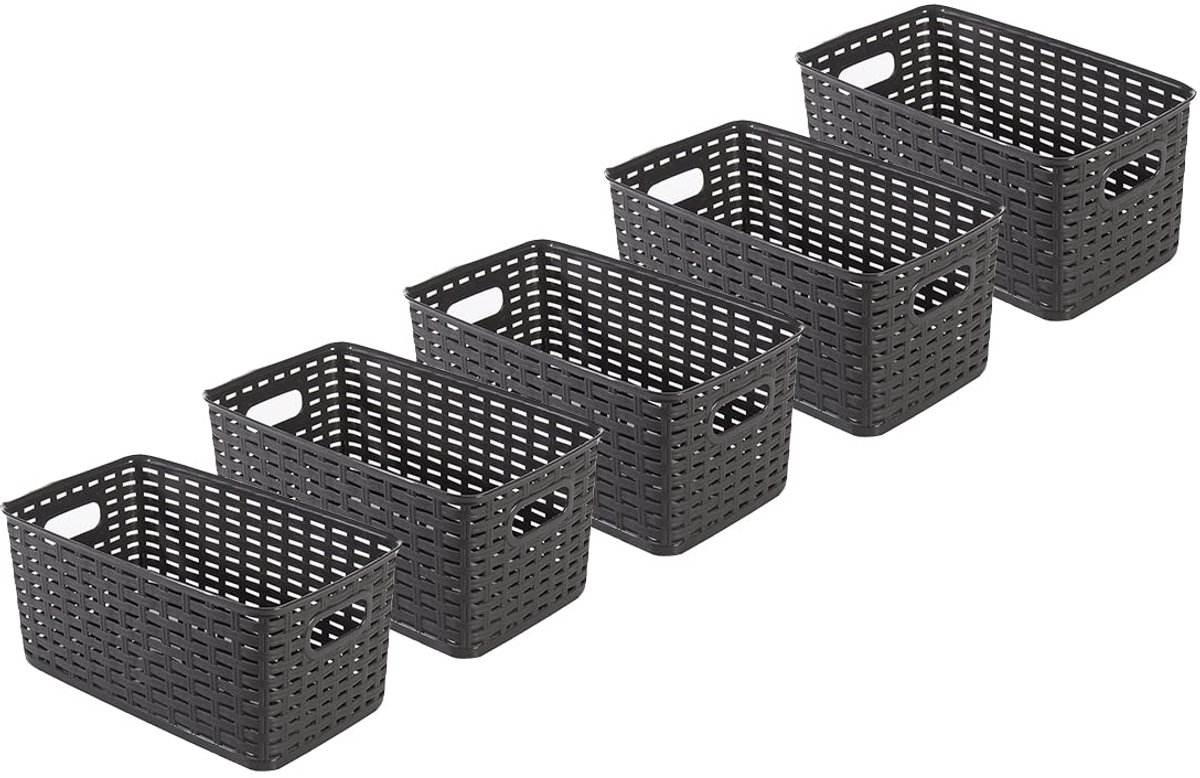 Ibenzoa® Stijlvolle Rotanuitstraling Opbergmanden Set van 5 met Handvatten voor Optimale Organisatie