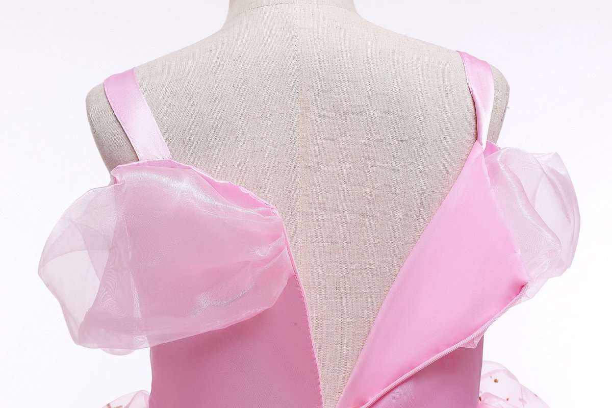 Joya Kids® Luxe Prinsessenjurk Lichtroze voor kinderen | Jurk met Glans & Tule | 11-delige Verkleedset met Accessoires | Verkleedjurk Meisje Tule Rok | Halloween kostuum | Carnaval kleding | Prinses kostuum Jurk | Maat 110 — afbeelding 11