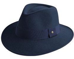 Ash Fedora Dames Herfst-Winterhoed Vilt Hoed Heren 100% Wolvilt House of Ord - Maat: L-XL: 59 cm - Blauw